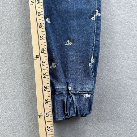 Disney Parks Mickey Mouse Denim Joggers Size XXS Jeans Pants Allover Print Hip - Picture 11 of 12